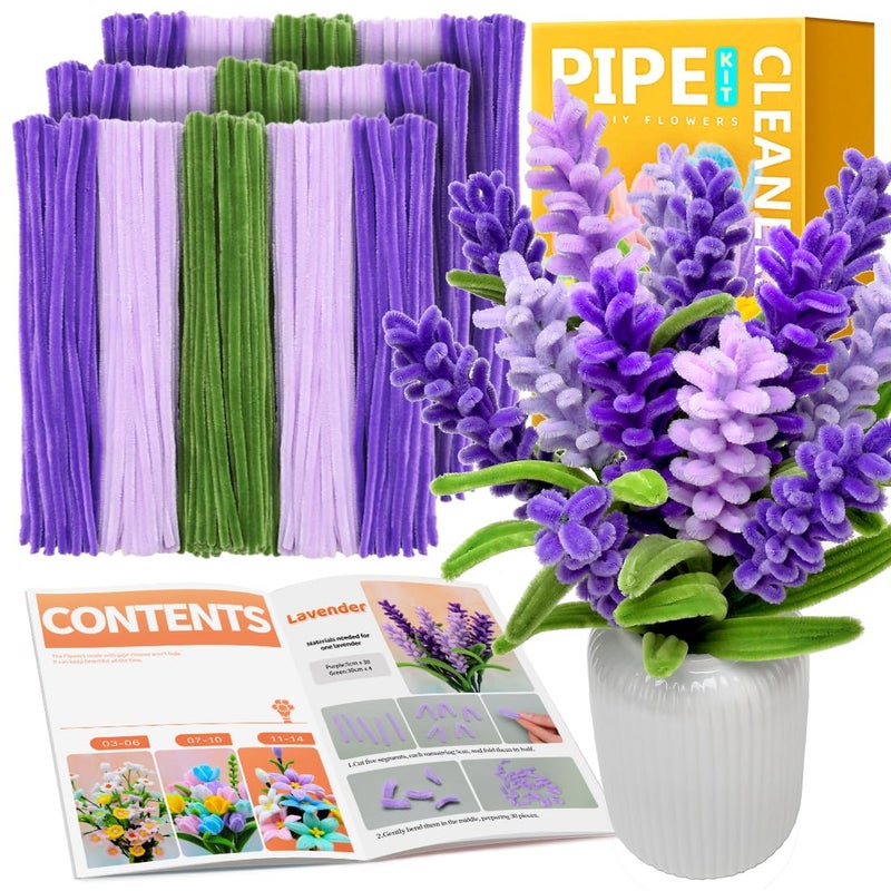 IOOLEEM Pipe Cleaners, 480pcs Purple Lavenders, Flower Making Kit, Arts and Craft Supplies for Flowers, Ideas for Art Project Activity. - Image 1