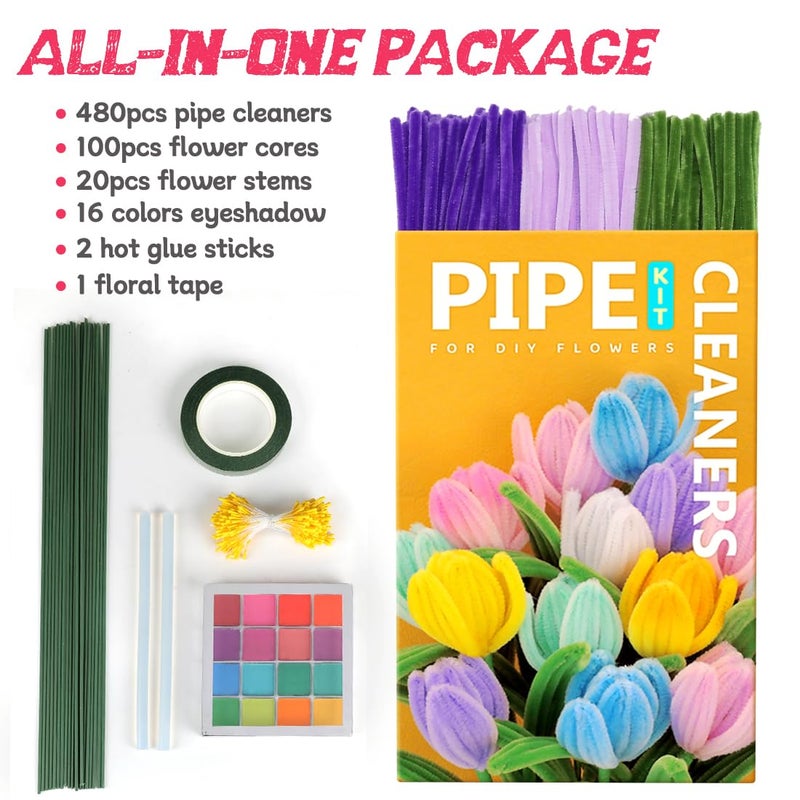 IOOLEEM Pipe Cleaners, 480pcs Purple Lavenders, Flower Making Kit, Arts and Craft Supplies for Flowers, Ideas for Art Project Activity. - Image 2