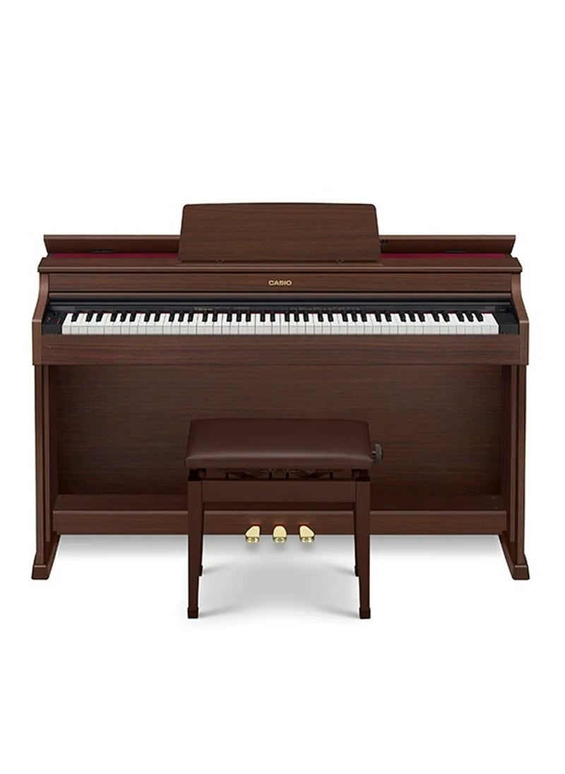 CASIO Celviano AP-470BN Digital Piano - Brown - 88 Keys - AiR Sound Source - 22 Tones - 20W＋20W - Polyphony 256 with Adjustable Piano Bench  - Image 1