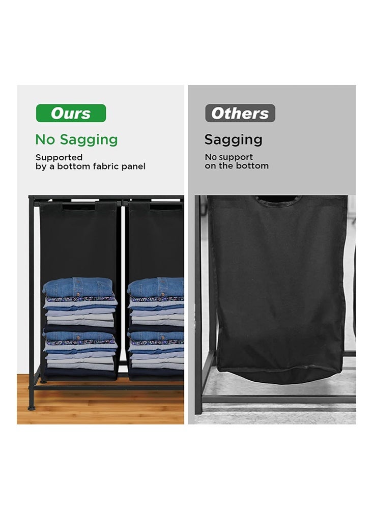 Solerconm 180L Laundry Hamper with Shelf, 2 Drawers, and 3 Pull-Out Removable Oxford Fabric Bags, Clothes Storage Organizer Cart, Rustic Brown and Black - Image 5