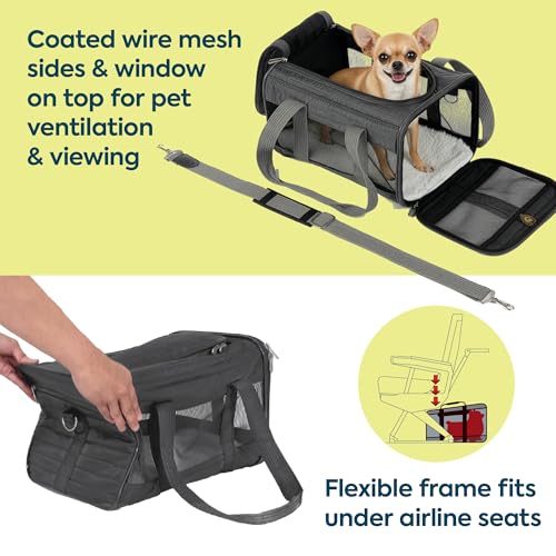 Sherpa Original Deluxe Travel Pet Carrier, Airline Approved & Guaranteed On Board - Charcoal Gray, Small - Image 2