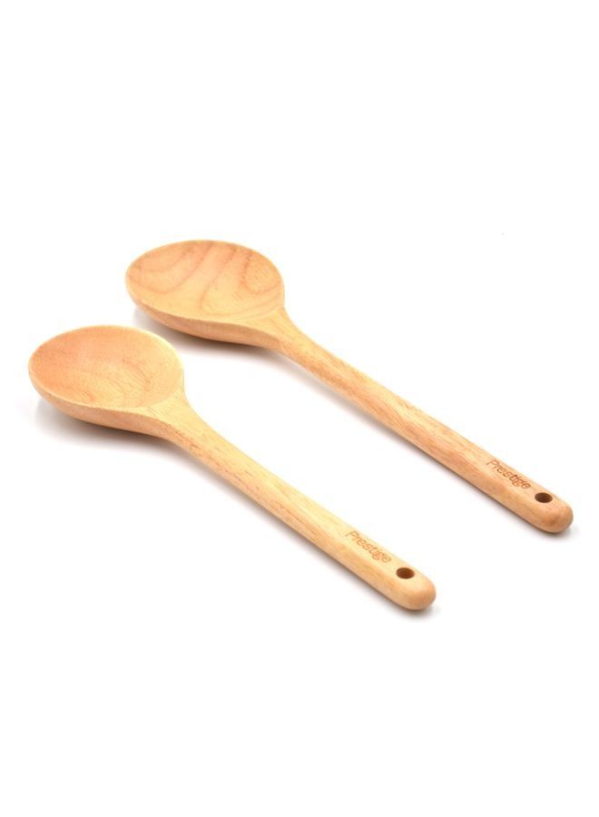 Prestige Solid Spoon Set - Quality Kitchen Utensils for Cooking & Serving - 2-Piece Wooden Spoon Kit - Image 1
