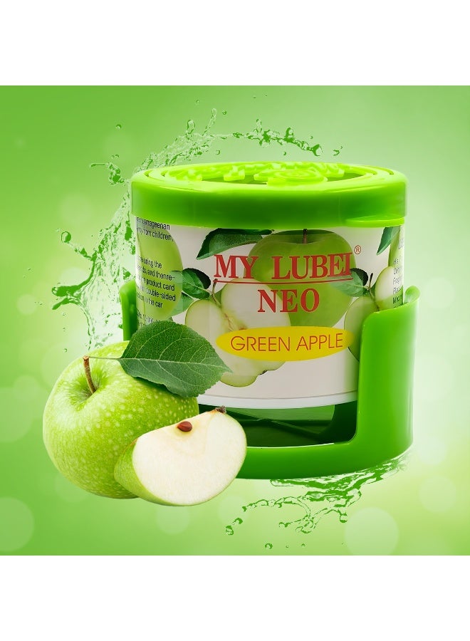 معطر جو للسيارة ماي لوبي نيو برائحة التفاح الأخضر - مزيل روائح جل صلب يدوم طويلاً للسيارة والمنزل والمكتب - غير سام وصديق للبيئة وبرائحة حمضيات منعشة مع حامل - Image 1