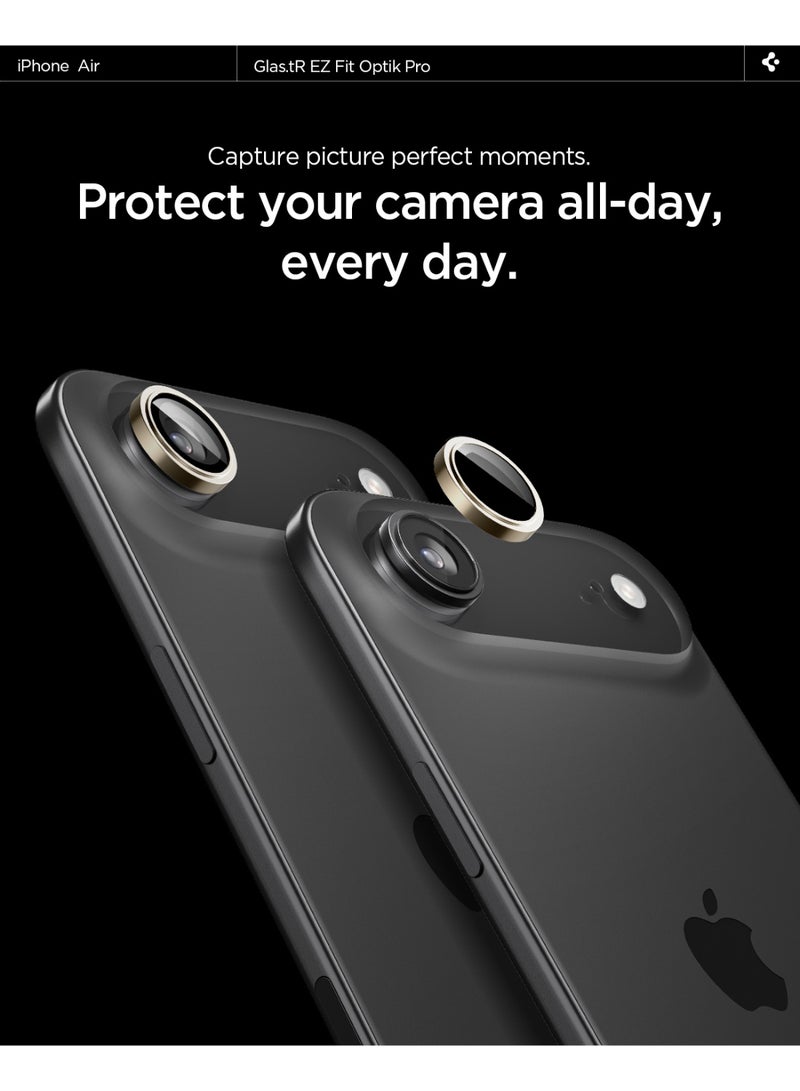 Spigen GLAStR EZ-Fit Optik Pro for iPhone 17 Air Camera Lens Protector [2 PACK] - Gold - Image 3
