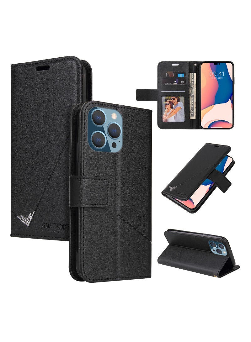 Suteni Flip Cover Leather Protective Hidden Card Slots Phone Case for iPhone - Image 3