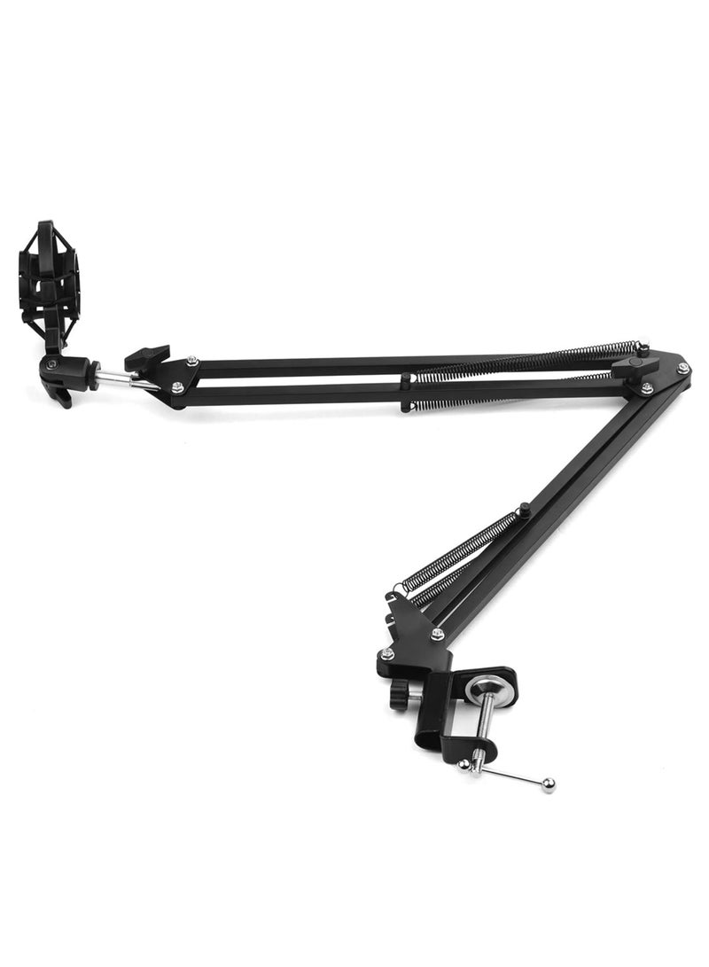 MIGOFAST Microphone Stand,Adjustable Foldable Microphone Stand Heaby Duty Metal Mic Arm Bracket with Shock Proof Holder Windshield Pop Filter for Studio Recording Live Video Broadcasting Online Singing - Image 3