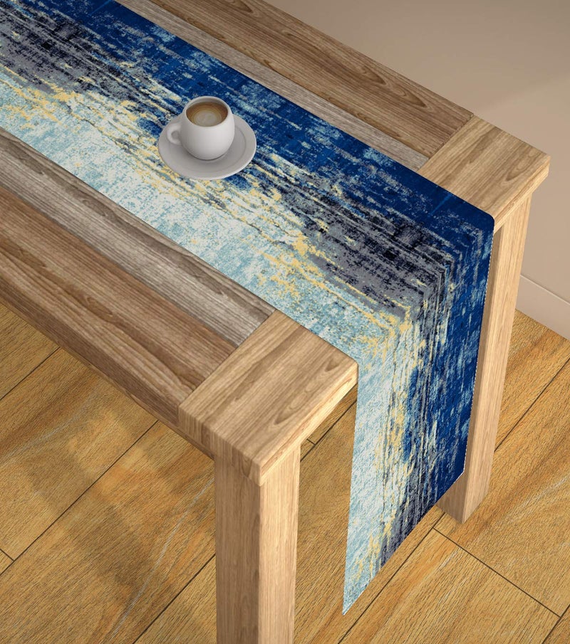 AEROHAVEN™ Abstract Multicolour HD Digital Modern 6 Seater Table Runner Cloth Cover - TR14 - (Blue, 13 x 72 Inch) - Image 1