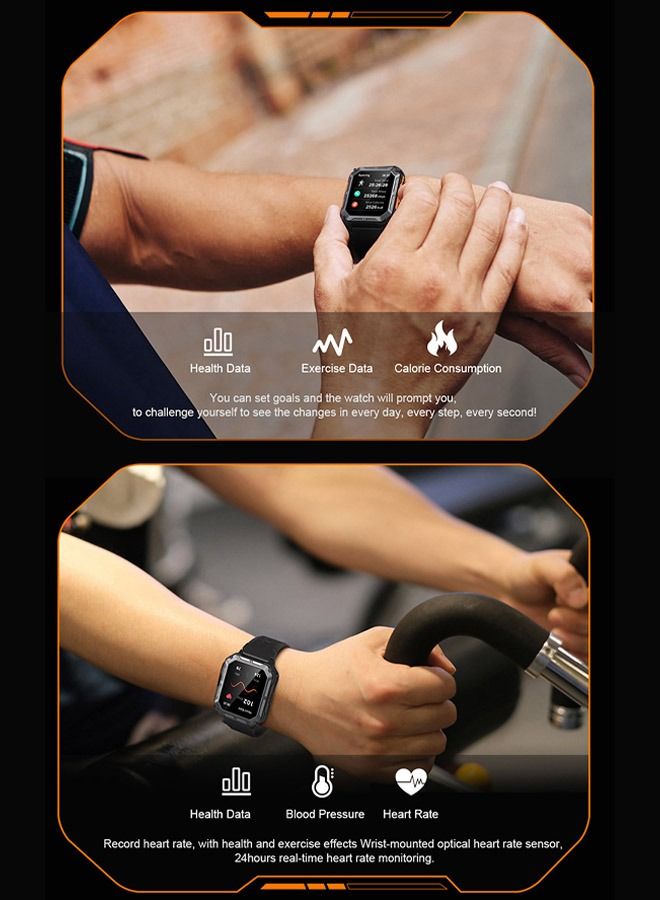 DUNISO Smart Watch for Men and Women Fitness Tracker IP68 Waterproof Smartwatch for Android iOS Phones 1.83" HD Full Touch Screen Digital Watches with Heart Rate Sleep Monitor Pedometer Black - Image 2