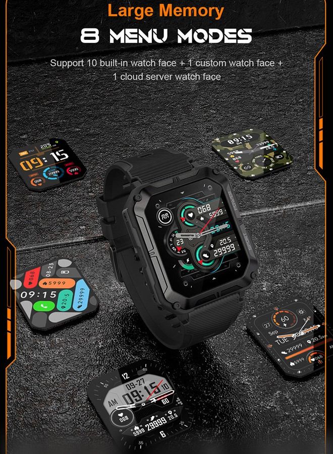 DUNISO Smart Watch for Men and Women Fitness Tracker IP68 Waterproof Smartwatch for Android iOS Phones 1.83" HD Full Touch Screen Digital Watches with Heart Rate Sleep Monitor Pedometer Black - Image 4