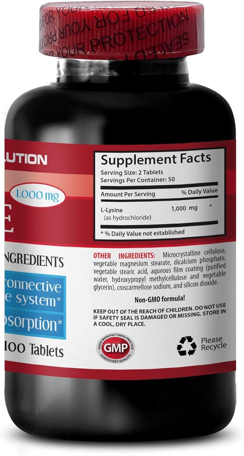 Health Solution Prime Llysine 1000 mg Tablets  LLYSINE 1000MG  Promote Healthy Skin  llysine Tablets  llysine 1000mg Tablets  llysine Supplement  llysine Ointment  lysine 1000mg Tablets 2 Bottles 200 Tabs - Image 4