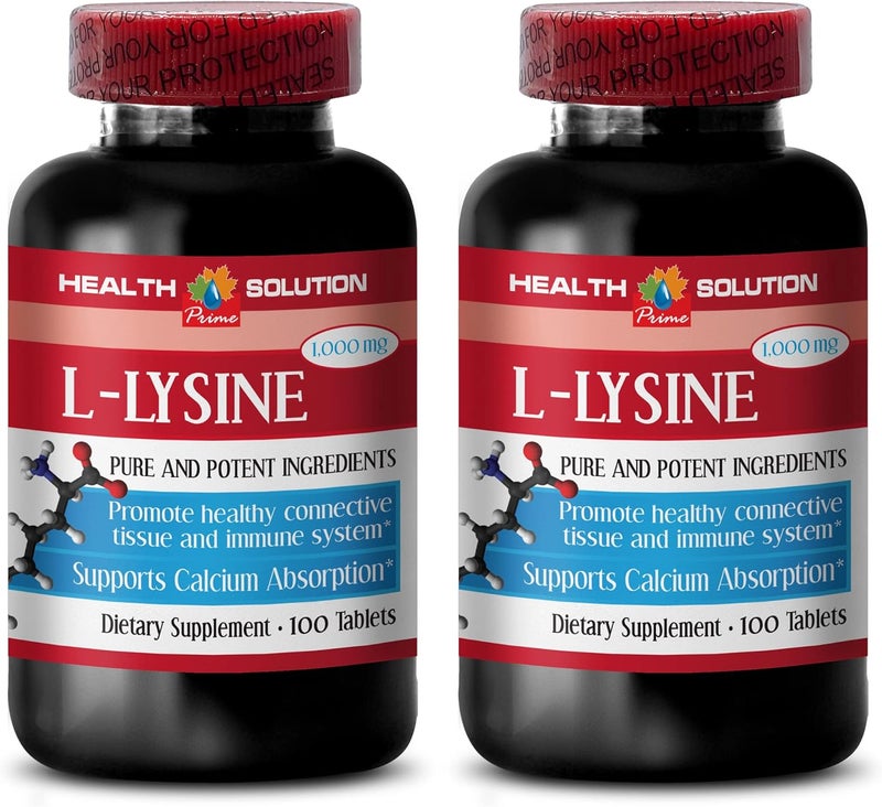 Health Solution Prime Llysine 1000 mg Tablets  LLYSINE 1000MG  Promote Healthy Skin  llysine Tablets  llysine 1000mg Tablets  llysine Supplement  llysine Ointment  lysine 1000mg Tablets 2 Bottles 200 Tabs - Image 1
