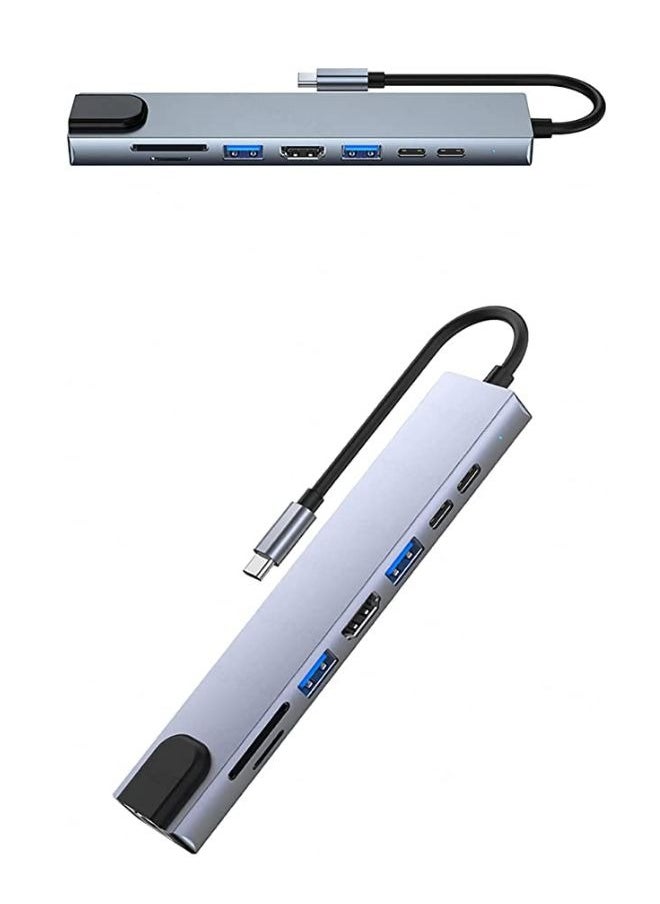 XLT USB C to HDTV 8 in 1 Adapter with RJ45, SD/TF Card Slots, USB 3.0 5Gbps Data Ports for MacBook Pro iPad Pro XPS  - Image 2