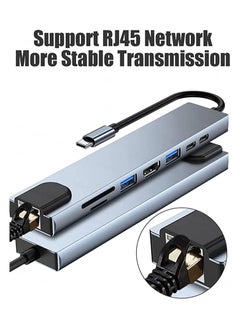 XLT USB C to HDTV 8 in 1 Adapter with RJ45, SD/TF Card Slots, USB 3.0 5Gbps Data Ports for MacBook Pro iPad Pro XPS  - Image 4