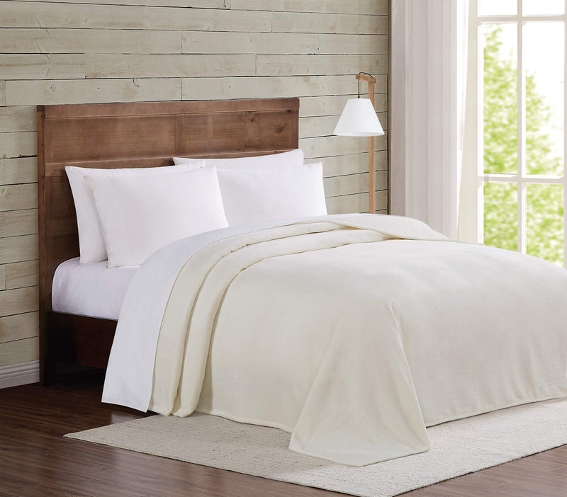 TRULY SOFT Velvet Plush Ivory Polyester 1-Piece Twin XL Blanket, Solid Themed, for Men and Women, Oeko-TEX Certified Confidence - Image 1