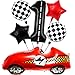 Tagberoy Racecar Birthday Decorations 1 Year Old Large Red Race Car Balloons 40 Inch Racetrack Black Number 1 Balloon Checkered Balloon for Race Cars Birthday Decorations - Image 2
