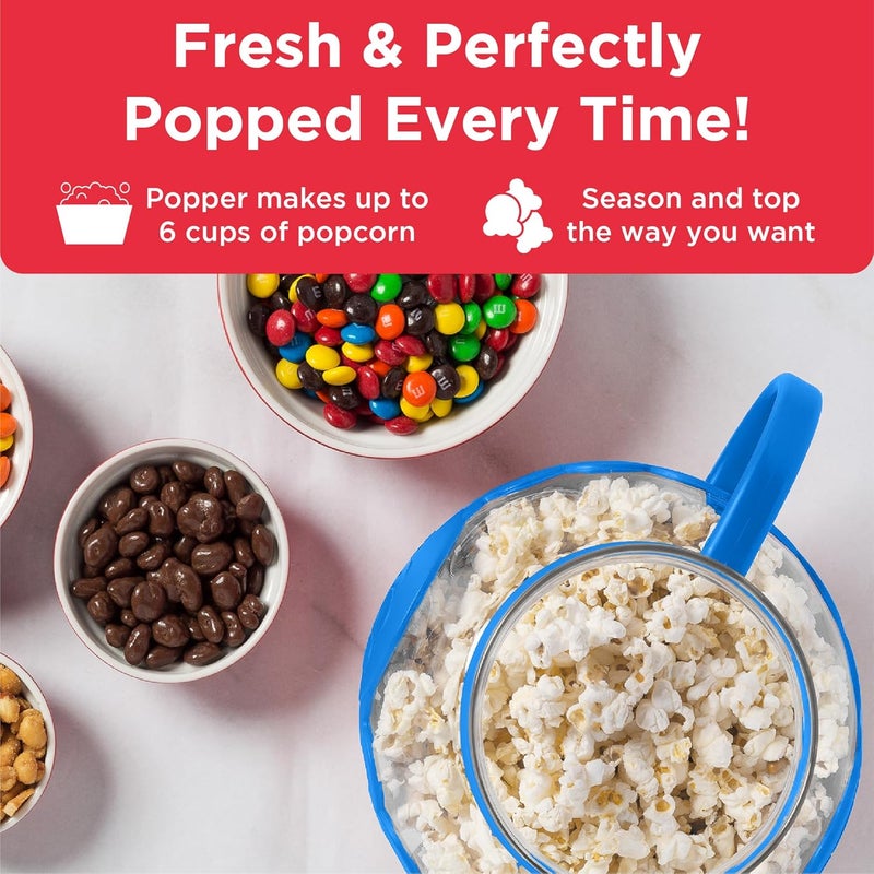 Ecolution Patented Micro-Pop Microwave Popcorn Popper with Temperature Safe Glass, 3-in-1 Lid Measures Kernels and Melts Butter, Made Without BPA, Dishwasher Safe, 1.5-Quart, Blue - Image 4