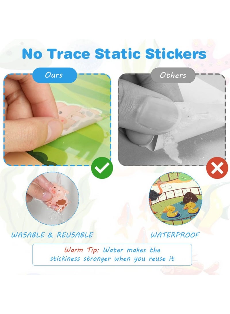 SYOSI Sticker Books, 4Pcs Reusable Sticker Book Learning Toys for 2 to 6 Years Old Boys Girls, Animal Sticker Books Ocean World Sticker Book for Toddler Educational Sticker Toy - Image 2