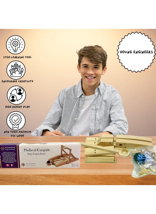 Pathfinders Stem Kit Catapult Kit For Kids Wooden Building Kit Trebuchet Engineering Kit Educational Toys For Kids Science Kit For Kids Ages 12-14 Stem Projects Physics Toys Medieval Weapons  - Image 4