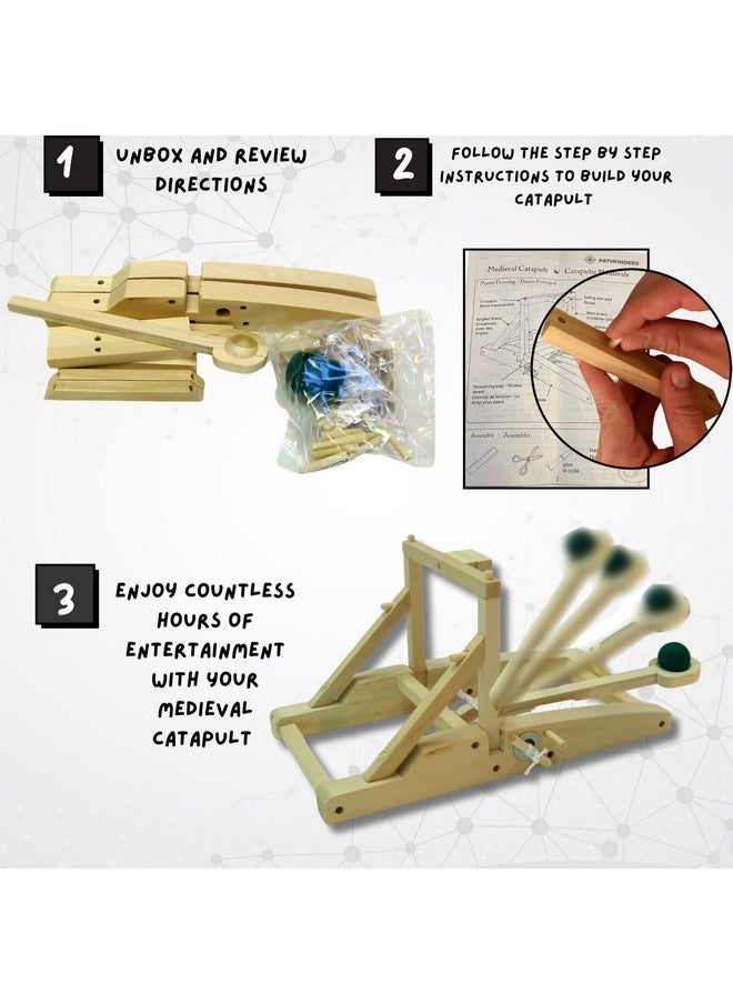 Pathfinders Stem Kit Catapult Kit For Kids Wooden Building Kit Trebuchet Engineering Kit Educational Toys For Kids Science Kit For Kids Ages 12-14 Stem Projects Physics Toys Medieval Weapons  - Image 2