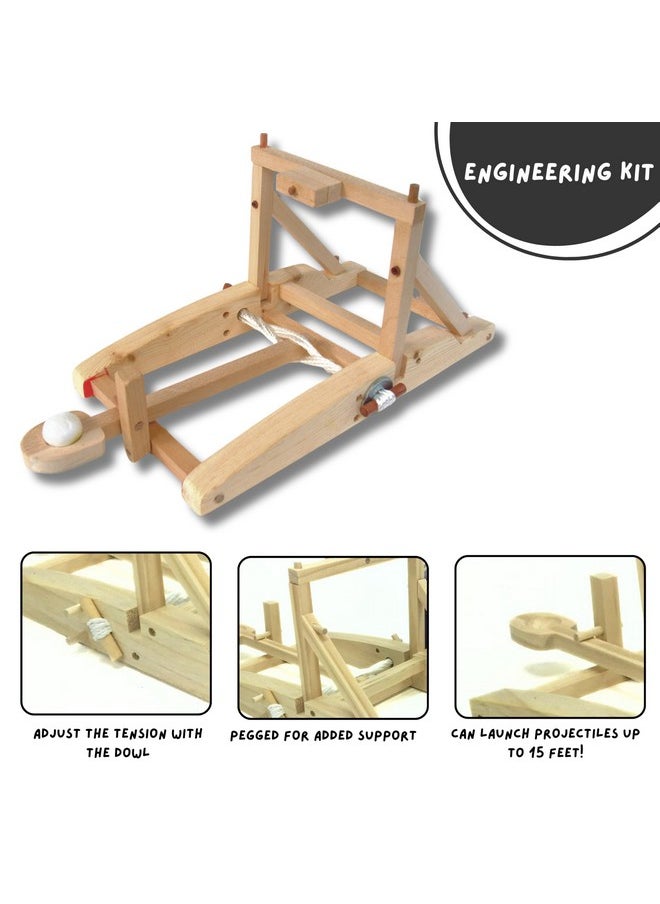 Pathfinders Stem Kit Catapult Kit For Kids Wooden Building Kit Trebuchet Engineering Kit Educational Toys For Kids Science Kit For Kids Ages 12-14 Stem Projects Physics Toys Medieval Weapons  - Image 3