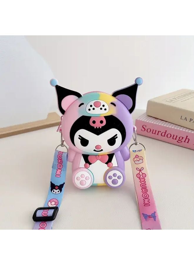 حقيبة ظهر صغيرة كورومي سوداء بتصميم كرتوني لطيف من البلاستيك الناعم للمدرسة والسفر والهدايا - Image 1