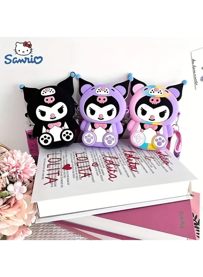 حقيبة ظهر صغيرة كورومي سوداء بتصميم كرتوني لطيف من البلاستيك الناعم للمدرسة والسفر والهدايا - Image 3