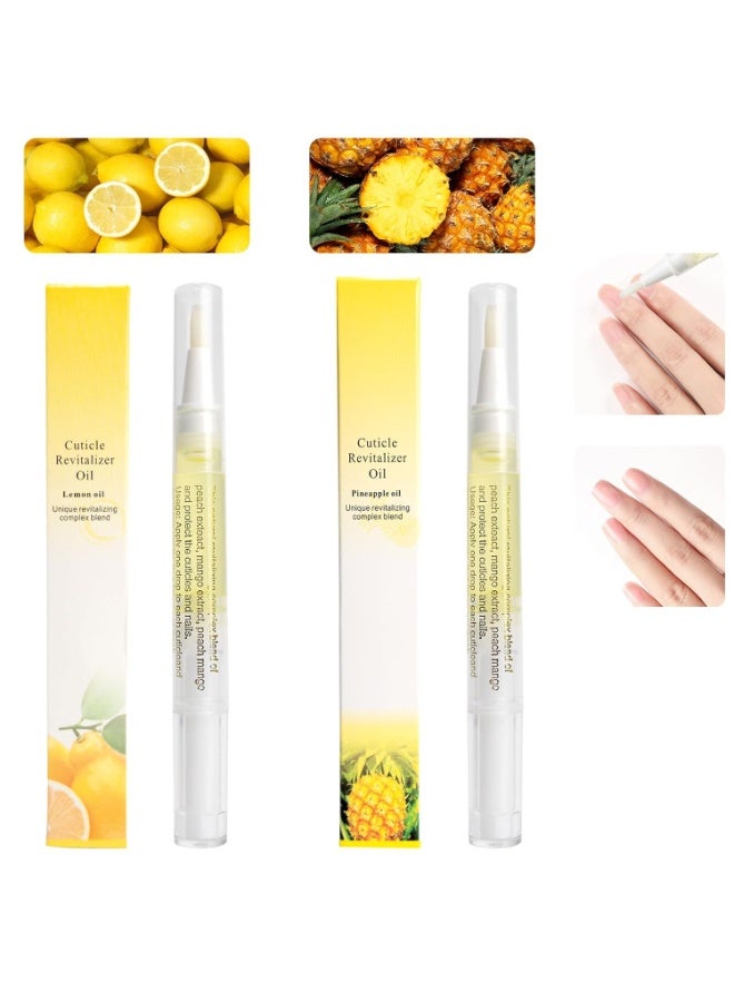 Meschett 2PCS Cuticle Oil Pens for Nail Care,Cuticle Revitalizer Oil Pen with Soft Brush,Cuticle Oil to Prevent Nail Cracking and Dry (Pineapple & Lemon Flavor) - Image 1