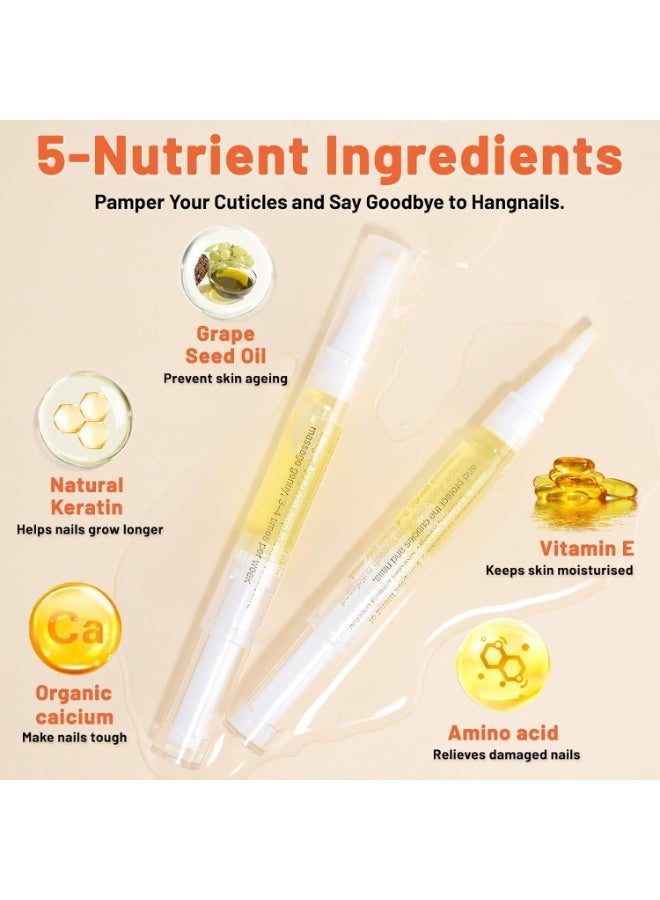 Meschett 2PCS Cuticle Oil Pens for Nail Care,Cuticle Revitalizer Oil Pen with Soft Brush,Cuticle Oil to Prevent Nail Cracking and Dry (Pineapple & Lemon Flavor) - Image 3