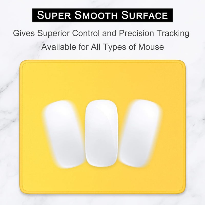Hsurbtra Premium Textured Square Mouse Pad 10 x 8.4 Inches Stitched Edge Non-Slip Waterproof Rubber Cute Mouse Pad for Office Gaming Apricot Yellow - Image 2