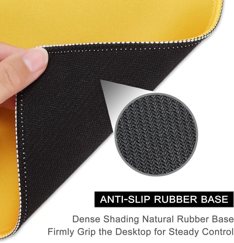 Hsurbtra Premium Textured Square Mouse Pad 10 x 8.4 Inches Stitched Edge Non-Slip Waterproof Rubber Cute Mouse Pad for Office Gaming Apricot Yellow - Image 4