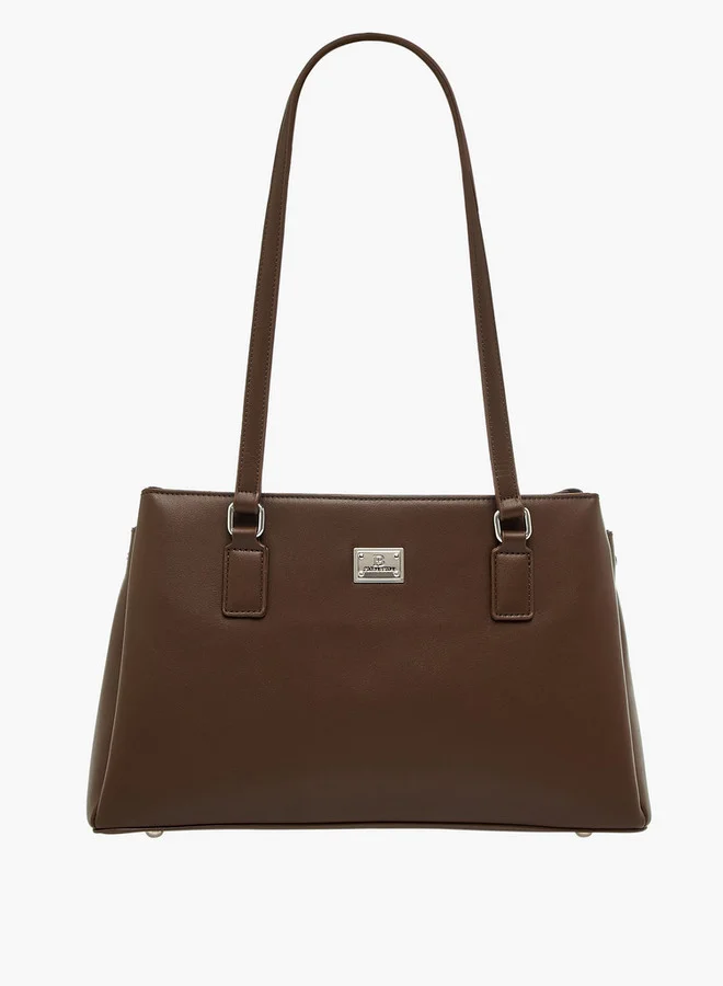 Flora Bella By Shoexpress Women's Solid Shoulder Bag with Double Handle and Zip Closure