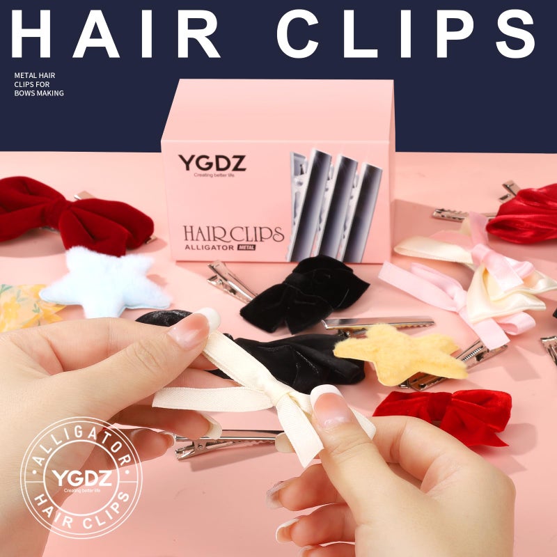 YGDZ Alligator Hair Clips, 150pcs 1.77 Inch Metal Hair Bow Clips Single Prong Silver Alligator Hair Clips for Bows Making Crafts(4.5cm) - Image 4