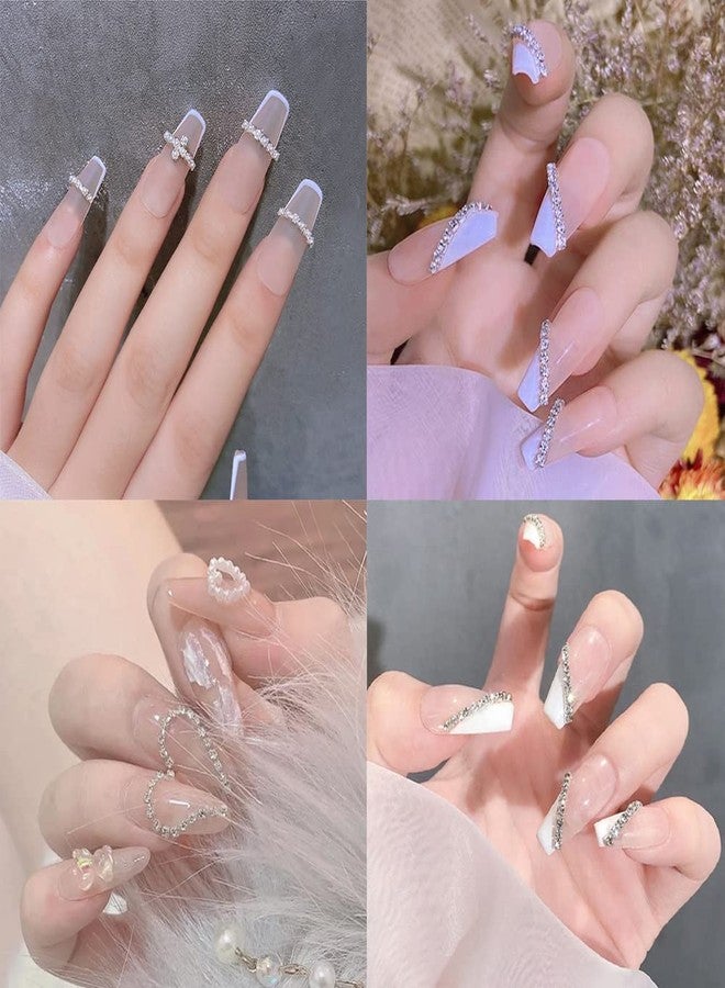 vfruua Nail Rhinestones Chain Gold Silver Pearl AB Colors Crystal 3D Nail Art Decorations Diamond Design Metal Charms Nail DIY Jewelry Crafts Accessory 10 pcs - Image 2