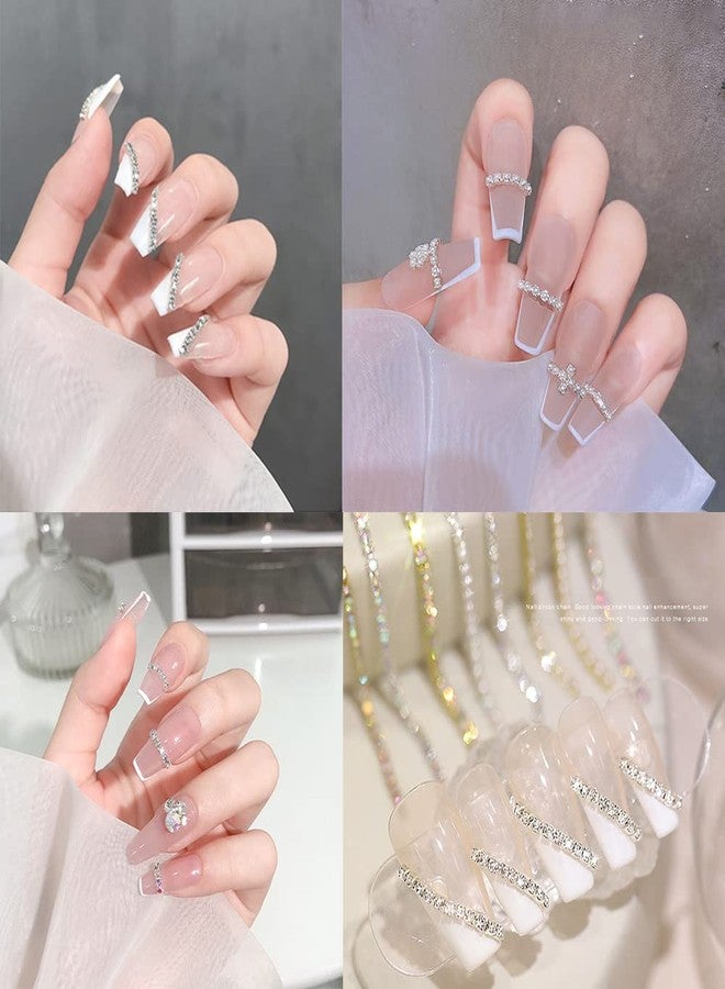 vfruua Nail Rhinestones Chain Gold Silver Pearl AB Colors Crystal 3D Nail Art Decorations Diamond Design Metal Charms Nail DIY Jewelry Crafts Accessory 10 pcs - Image 3