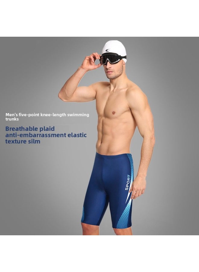 Loquat Mixed Batch Five-point Knee-length Swimming Trunks Men's Tether Stretch Fashion Fitness Swimming Trunks Student Swimming Pool Cross-Border-Color:9059 Black-  - Image 2