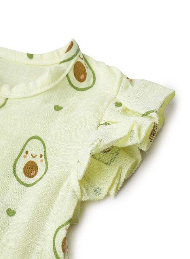 The Boo Boo Club Girls Summer Comfortable Pure Organic Muslin Cotton Sleeveless Knee-Length Frock For Girls | 2-3 Years | Green Avacado - Image 5