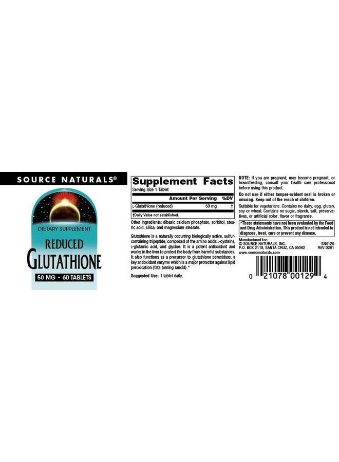 Source Naturals سورس ناتشورالز جلوتاثيون، مكمل لدعم الكبد* - 50 ملغ - 60 قرص - Image 4