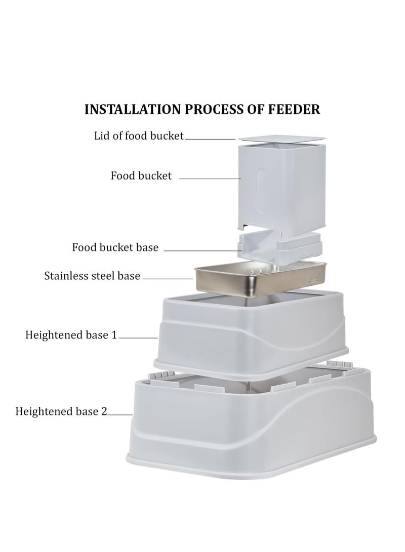 أن ان سي بيتس وحدة تغذية الحيوانات الأليفة قابلة للتعديل مع دلو طعام، وعاء قابل للفصل من الفولاذ المقاوم للصدأ، 41 سم وحدة تغذية الحيوانات الأليفة الأوتوماتيكية للسلالات المتوسطة إلى الكبيرة، قاعدة مضادة للانزلاق، محطة طعام الحيوانات الأليفة سهلة التنظيف وقابلة للحمل، (رمادي) - Image 4