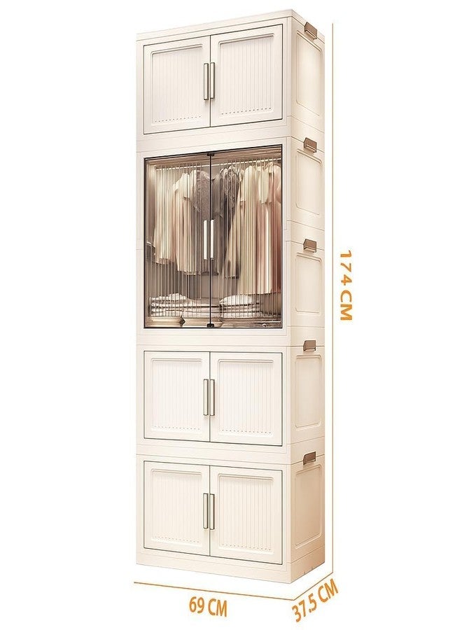SNKR ESSENTIALS 3-Door Plastic Wardrobe for Kids| Almirah and Wardrobe for Baby Clothes| Modular Storage Cabinet with Wheels|Kids Multi-Purpose Collapsible Wardrobe (White-WWA, 3-Layer) - Image 2