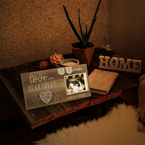 EURSET Baby Sonogram Picture Frame with Soft LED Glow - Countdown Weeks Feature, 4"x3" Ultrasound Photo for Pregnancy Announcements, Gender Reveal, Baby-Shower, New Mom Gifts, Keepsake for Expecting Parents - Image 4