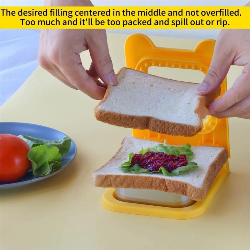 SWOPPLY Sandwich Cutter and Sealer Square Pocket Sandwiches Cutter Uncrustables Pancake Maker Bread Toast Breakfast Making Mold and Sealer for Kids for Cookie Cutters Baking Tools and Accessories