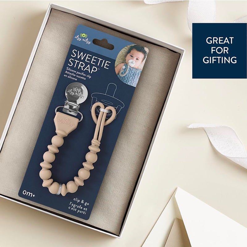 Itzy Ritzy Silicone Pacifier Clip; 100% Food Grade Silicone Pacifier Strap with Clip Keeps Pacifiers, Teethers & Small Toys in Place; Features One-Piece Design & Cord (Toast) - Image 5