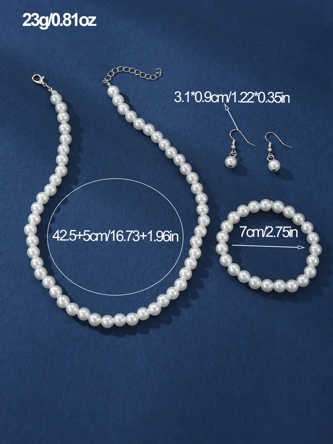 Take Two Take Two Set of 3 - Faux Pearl Necklace, Bracelet and Earrings
