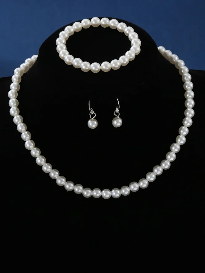 Take Two Take Two Set of 3 - Faux Pearl Necklace, Bracelet and Earrings