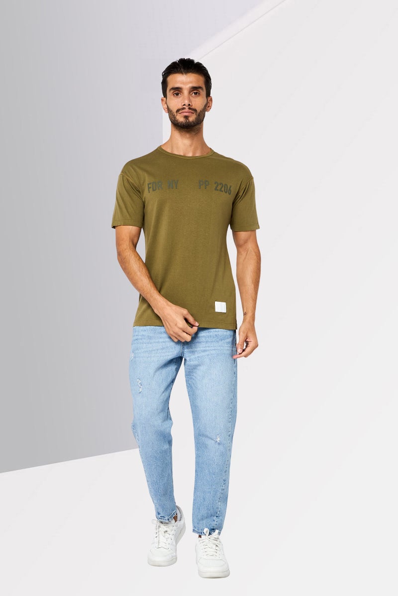 Replay Men Crew Neck Short Sleeve Brand Logo T-shirt, Olive - Image 2