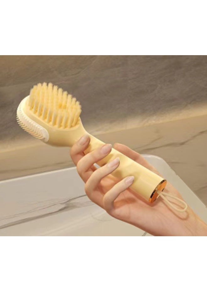 HOMESTAR Multifunction Cleaning Shoe Brush, Shoe & Laundry Brush with Soap Dispenser for Cleaning Clothes Shoes (Light Yellow) - Image 2