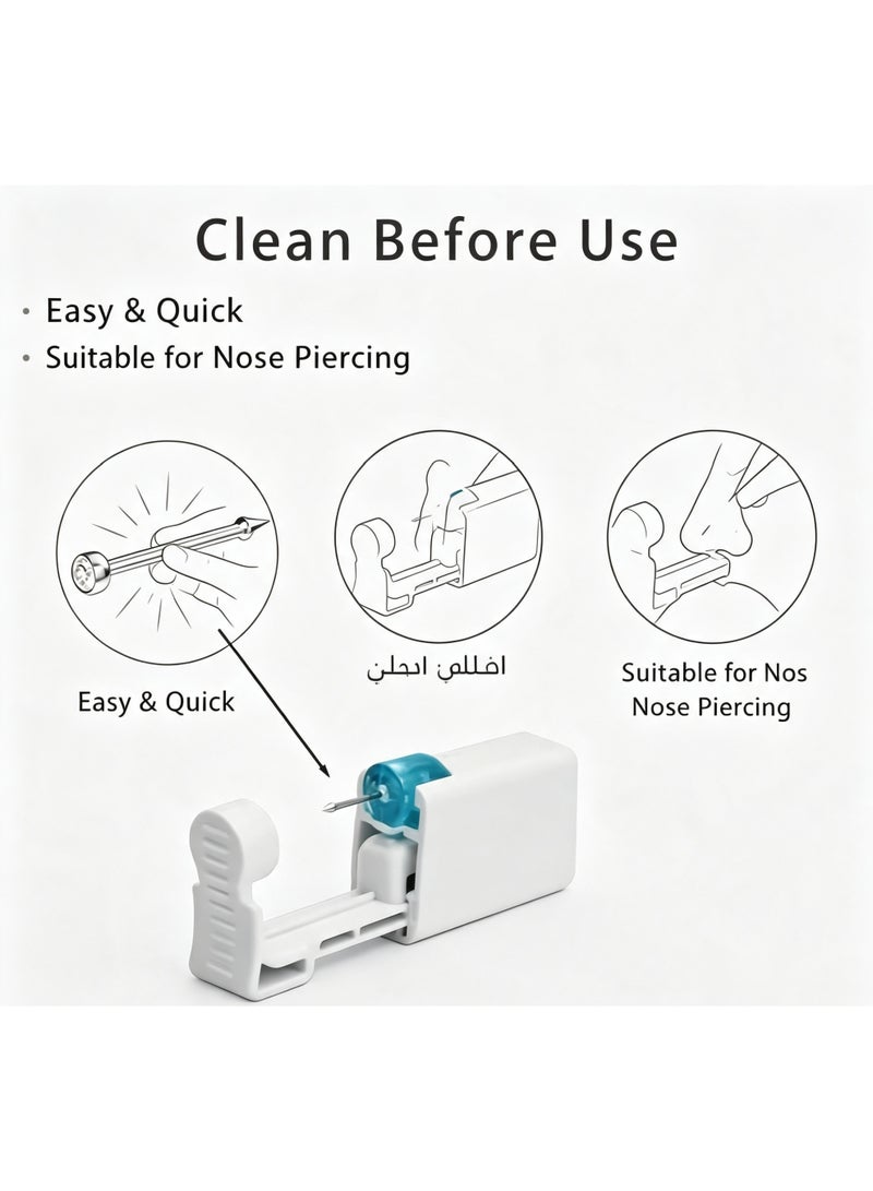 Nose Piercing Gun Kit Tool, 1 Pc Easy to Use Nose Piercing Tool with Built-in Perforating Nail and Alcohol Pad for Nose Piercing - Image 3
