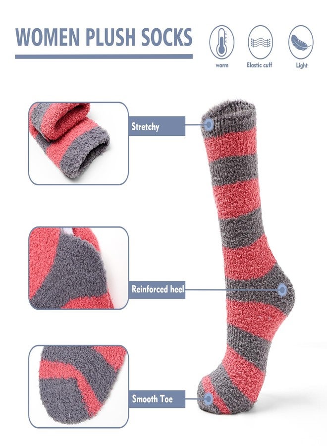 Aisyee Women Winter Fuzzy Socks Thermal Plush Socks for Womens Thick Warm Slipper Socks for Ladies Cute Holiday Pink 3 Pack - Image 5