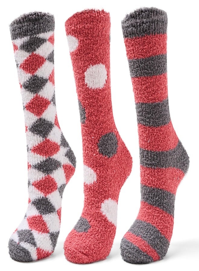 Aisyee Women Winter Fuzzy Socks Thermal Plush Socks for Womens Thick Warm Slipper Socks for Ladies Cute Holiday Pink 3 Pack - Image 1