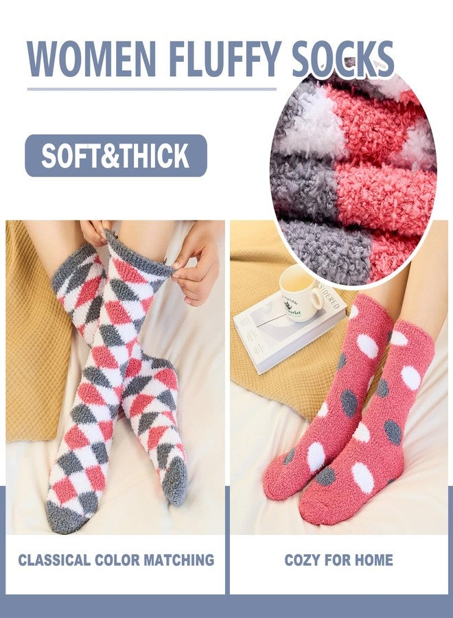 Aisyee Women Winter Fuzzy Socks Thermal Plush Socks for Womens Thick Warm Slipper Socks for Ladies Cute Holiday Pink 3 Pack - Image 4